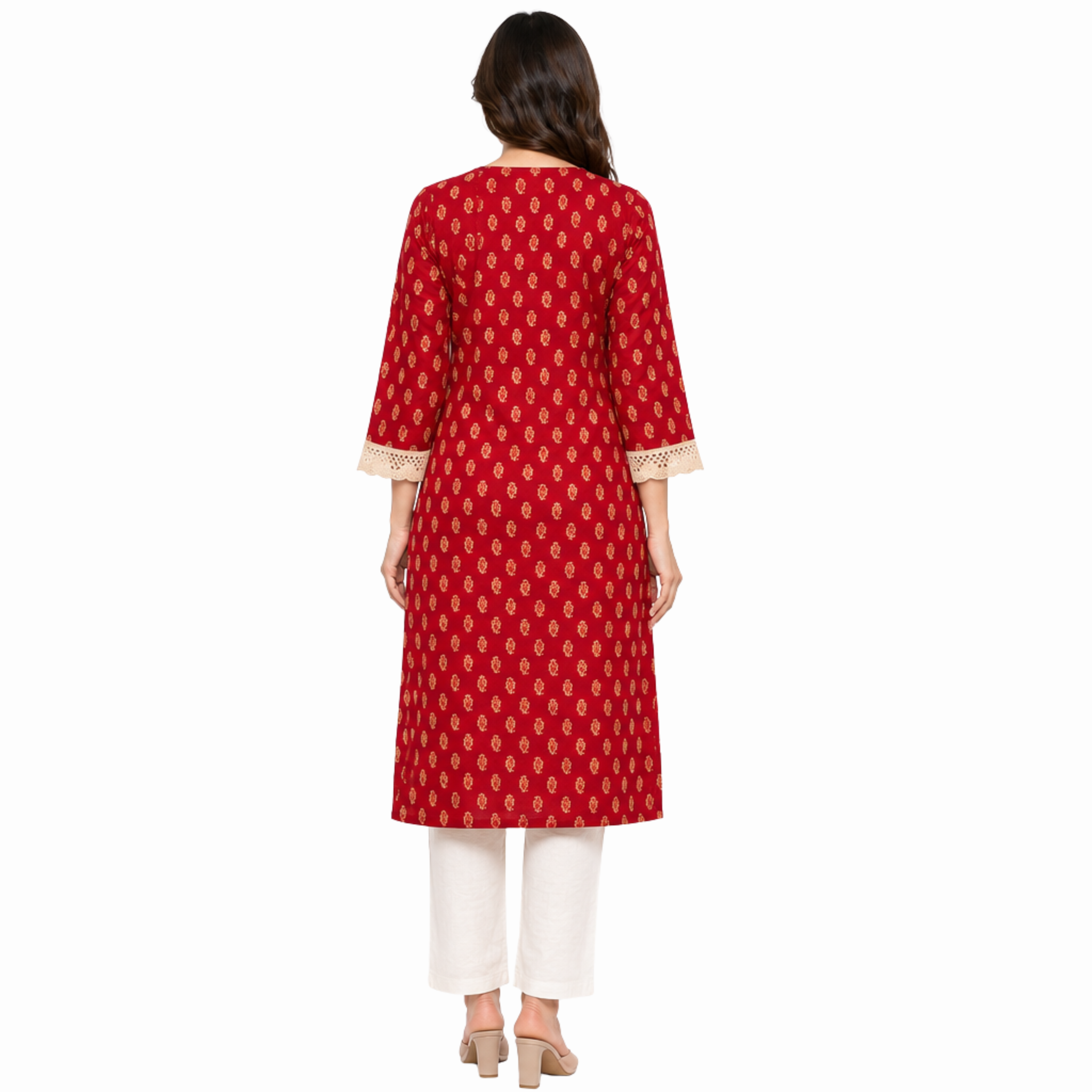 Maroon Red Printed Cotton Kurti