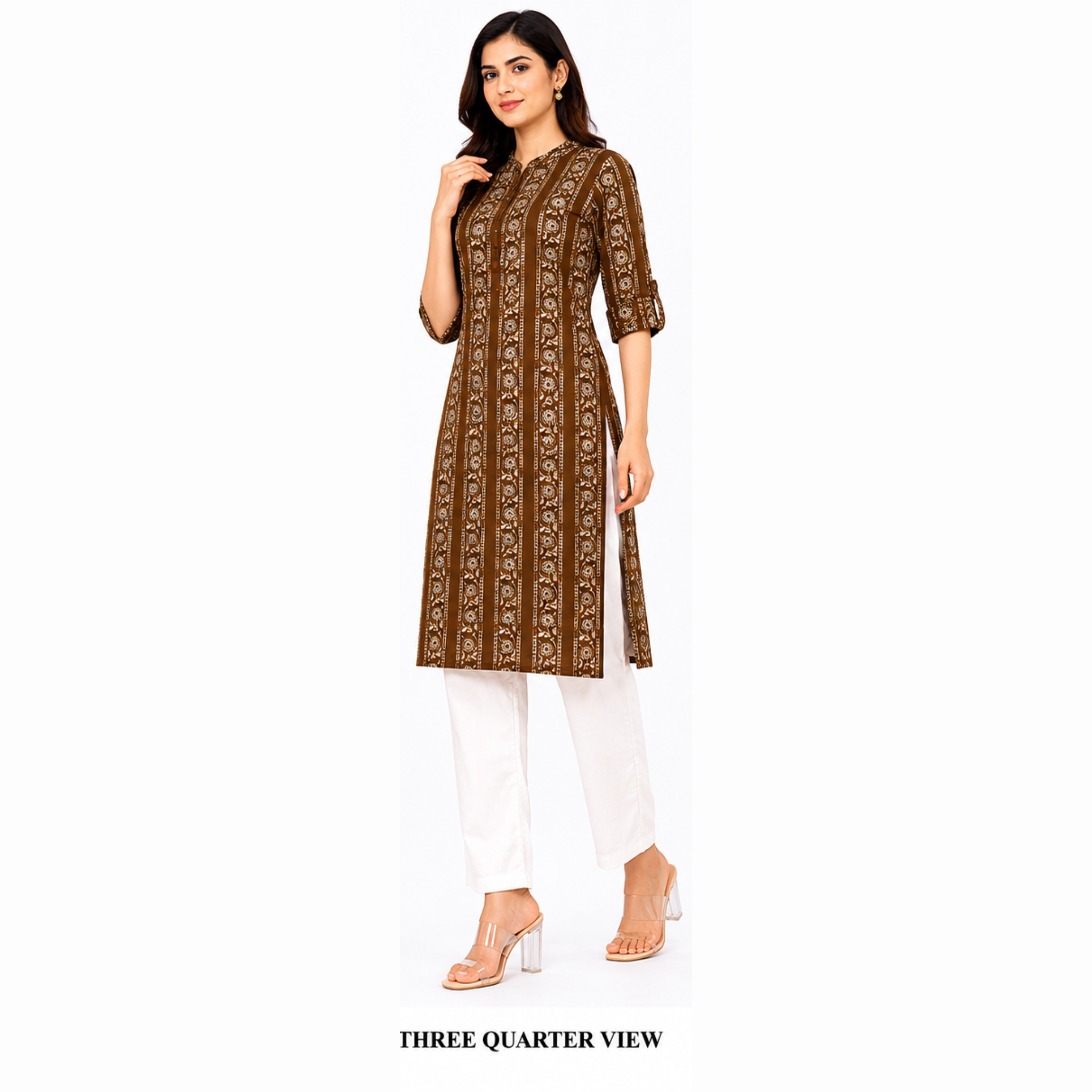 Mehandi Green Printed A-Line Kurti