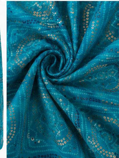 Women's Teal Blue Printed Cotton Straight Kurti
