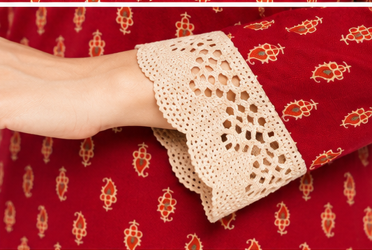 Maroon Red Printed Cotton Kurti