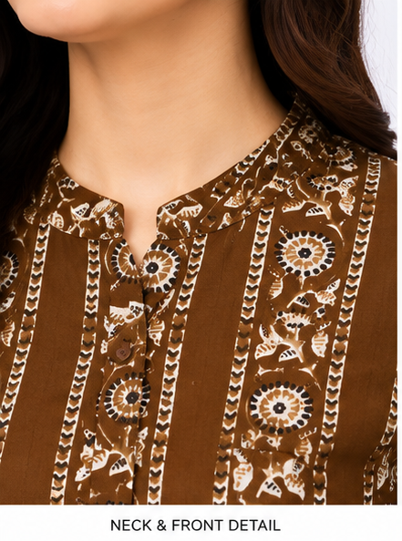 Mehandi Green Printed A-Line Kurti