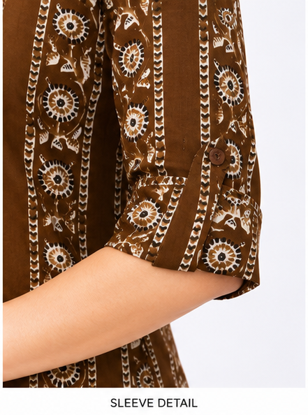 Mehandi Green Printed A-Line Kurti