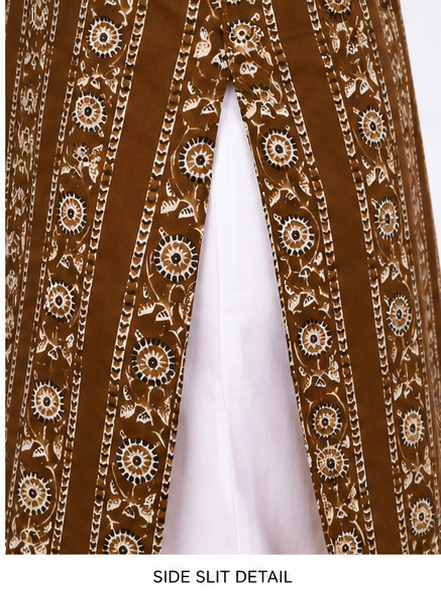 Mehandi Green Printed A-Line Kurti